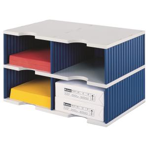 Styro Sortierstation Styrodoc Jumbo Grundeinheit Grau/blau Mit 4 Fächer 268-0222.38 (7612176107921)