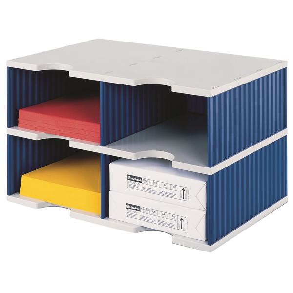 Grundeinheit doc duo, 4 Fächer, blau/ grau styro 268-0222.38 (7612176107921)