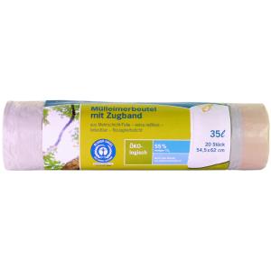 Mülleimerbeutel, mit Zugband, grün, 60 Liter, 30 my Secolan 241006 (4260123533335)