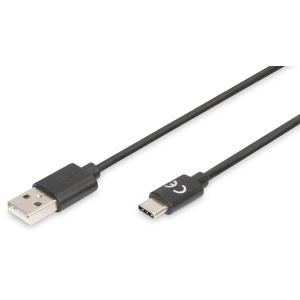 USB 2.0 Anschlusskabel, USB-C - USB-A, 1, 8 m DIGITUS AK-300154-018-S (4016032455240)
