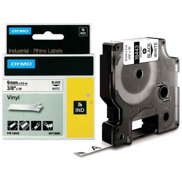 DYMO RHINO Vinyl-Schriftband weiß/ rot, 19 mm x 5, 5 m Dymo 1805422 (0071701059789)