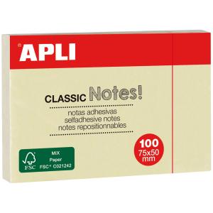 Haftnotizen 'CLASSIC Notes!', 75 x 75 mm, gelb APLI 10975 (8410782109754)