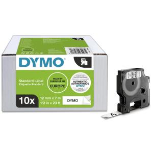 DYMO D1 Schriftbandkassette schwarz/ weiß, 12 mm x 7 m, 10er Dymo 2093097 (3026980930974)
