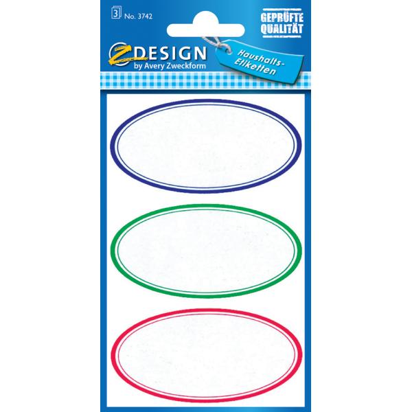 Z-Design Haushaltsetiketten 'oval', bunt AVERY Zweckform 3742 (4004182037423)