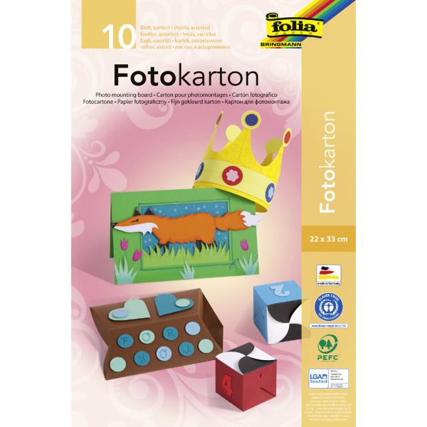 Fotokartonblock A3, 300 g qm farbig sortiert Block mit 10 Blatt FOLIA 607 (4001868006070)