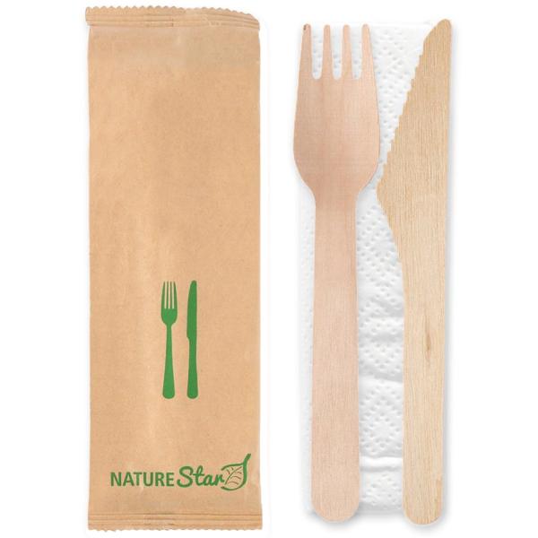 Besteck-Set 'Double', aus Birkenholz, 3-teilig NATURE Star 388604 (4015544914030)