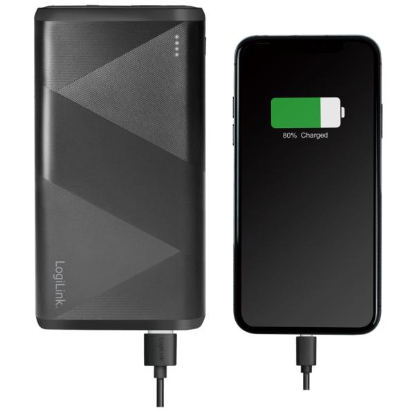 Powerbank, 10.000 mAh, 2x USB, schwarz LogiLink PA0275 (4052792066593)