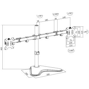Doppel-Monitorarm mit Standfuß, Armlänge: 460 mm LogiLink BP0045 (4052792046502)