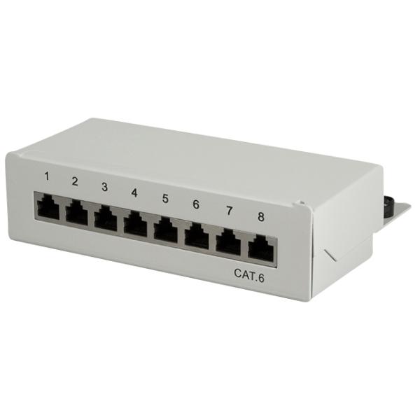 LogiLink Desktop Patch Panel Kat.6, geschirmt, 8 Port, grau NP0016A (4052792003994)