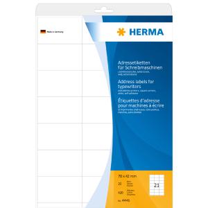 Adress-Etiketten, 38, 1 x 21, 2 mm, weiß HERMA 4254 (4008705042543)