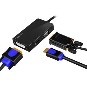 4K DisplayPort auf DVI/ HDMI/ VGA Adapter, schwarz LogiLink CV0109 (4052792046168)