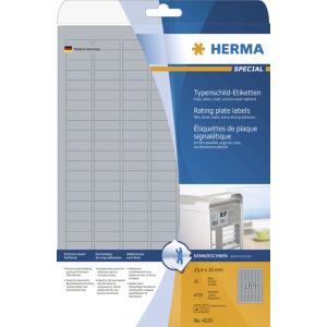 Typenschild-Etiketten SPECIAL, 45, 7 x 21, 2 mm, silber HERMA 4221 (4008705042215)