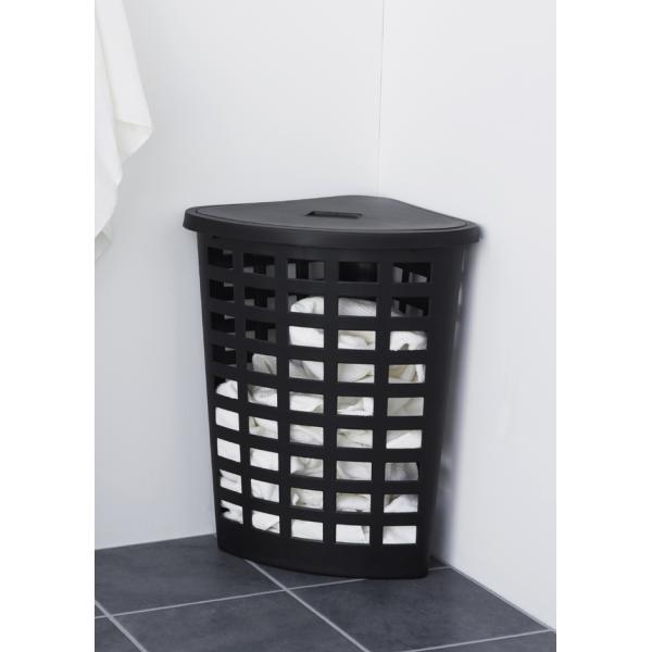 Wäschesammler BOSTON, 54 Liter, eckig, schwarz plast team 60170809 (5707672718145)