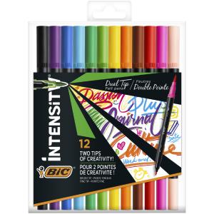 BIC Fasermaler DUAL BRUSH, 2in1, 12er Etui, farbig sortiert Bic 989695 (3086123589568)