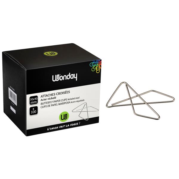 Schmetterlingsklammern, vernickelt, 30 x 40 mm Wonday FFI100073 (3701254705280)
