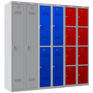 Spind PL1430, 4 Türen, Schlüsselschloss, grau/ rot phoenix PL1430GRK (5032548008397)