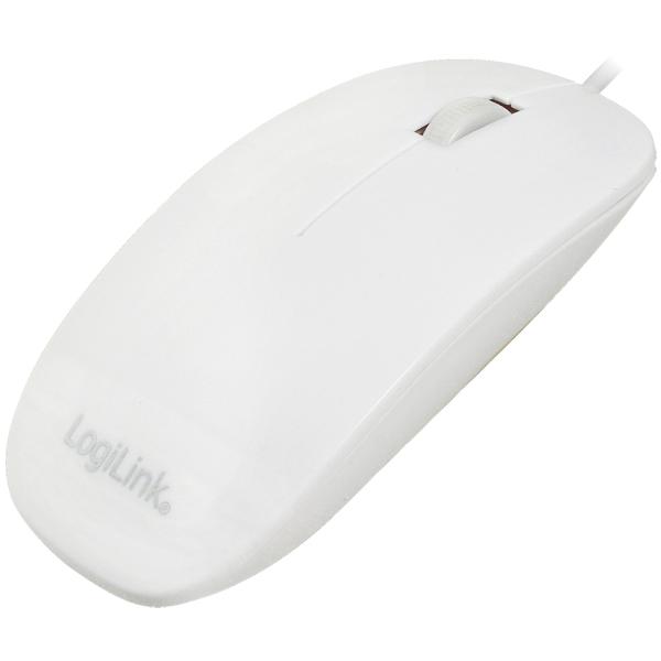 Optische Maus, flach, kabelgebunden, weiß LogiLink ID0062 (4260113574805)