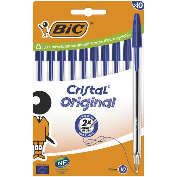 Bic Kugelschreiber Cristal Original Transparent, Schreibfarbe: Blau, 10 St. 516352 (3086123734746)