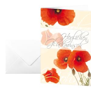 Glückwunschkarte 'Red Poppies', (B)115 x (H)170 mm sigel DS003 (4004360849831)
