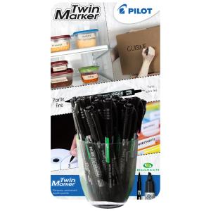 Permanent-Marker Twin Marker, schwarz, 30er Display PILOT 205524 (3131910205524)