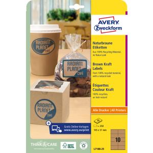 Naturbraune Etiketten, 210 x 297 mm AVERY Zweckform L7109-25 (4004182171097)