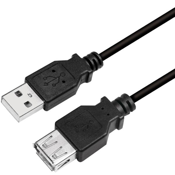 USB 2.0 Verlängerungskabel, schwarz, 5, 0 m LogiLink CU0012B (4052792052619)
