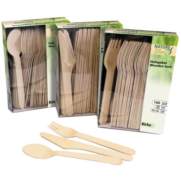 Holz-Gabel, aus Birkenholz, Länge: 160 mm NATURE Star 38856 (4015544388565)
