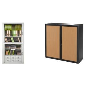 Rollladenschrank easyOffice, 2 Böden, weiß / rot PAPERFLOW E1CT0009800042 (3660141926507)