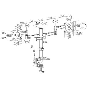 Doppel-Monitorarm, Armlänge: 342 mm, schwarz/ silber LogiLink BP0077 (4052792054200)