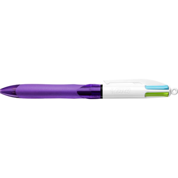 Bic 4-farben-kugelschreiber 4 Colours Grip Fashion Lila/weiß, Schreibfarbe: Hellgrün, Rosa, Violett, Türkis, 1 St. 52629
