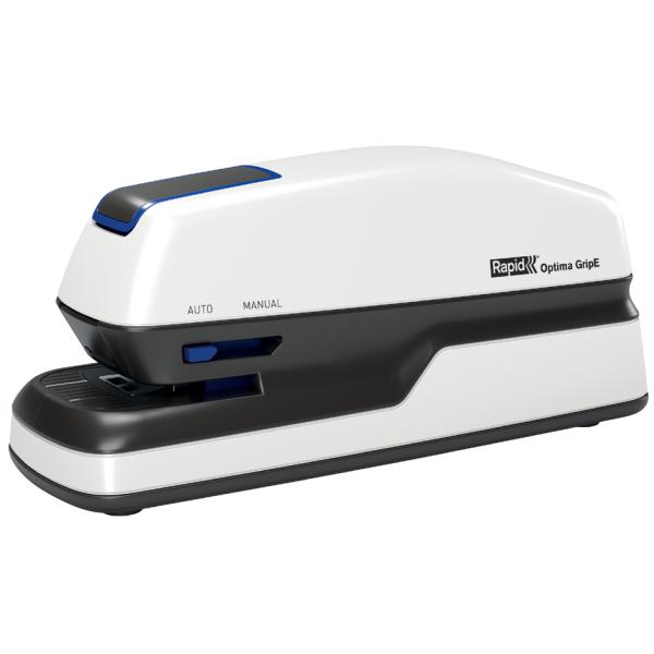 Elektrisches Heftgerät Optima GripE, weiß/ grau/ blau Rapid 2102349 (5028252048309)