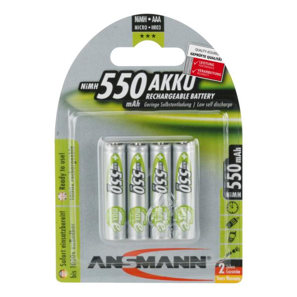 maxE NiMH Akku, Micro AAA, 4er Blister, 550 mAh ANSMANN 5030772 (4013674030774)