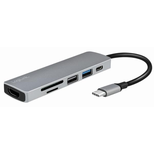 USB-C 6-in-1 Multifunktions-Hub, silber LogiLink UA0343 (4052792053067)