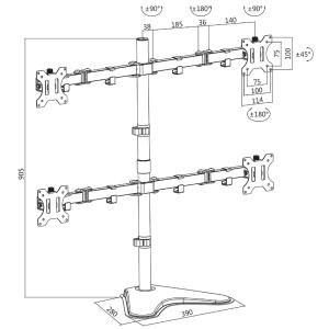 Vierfach-Monitorarm mit Standfuß, Armlänge: 460 mm LogiLink BP0046 (4052792046519)