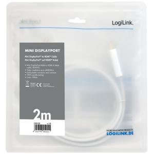 Mini DisplayPort - HDMI Kabel, 4K, weiß, 3, 0 m LogiLink CV0124 (4052792052268)