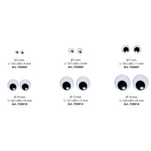 Wackelaugen, rund, 5 mm, nicht selbstklebend folia 750005 (4001868750058)