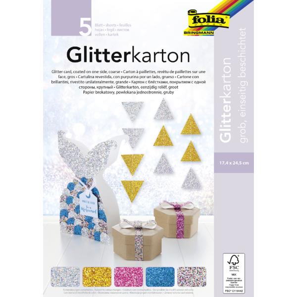 Glitterkarton 'GROB', 174 x 245 mm, 300 g/ qm folia 86139 (4001868117851)