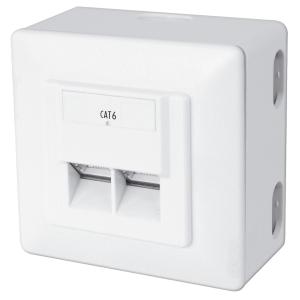 Aufputzdose Kat.6, Klasse E, 2 x RJ45, geschirmt DIGITUS DN-9006-N (4016032175735)