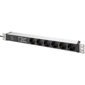 19' Steckdosenleiste, 6-fach, 1 HE, Netzfilter DIGITUS DN-95432 (4016032483588)