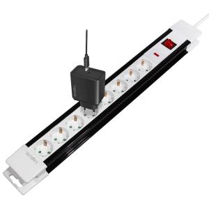 Steckdosenleiste, 8-fach, mit Schalter, weiß/ schwarz LogiLink LPS207 (4052792012316)