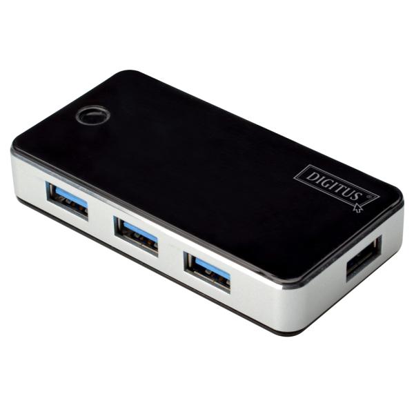 USB 3.0 Hub, 4-Port, schwarz, inkl. Netzteil DIGITUS DA-70231 (4016032317005)