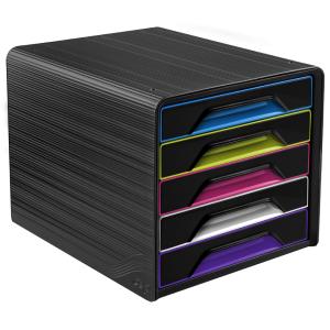 CEP Schubladenbox Smoove GLOSS, 5 Schübe, schwarz / bunt cep 1071110411 (3462159010632)
