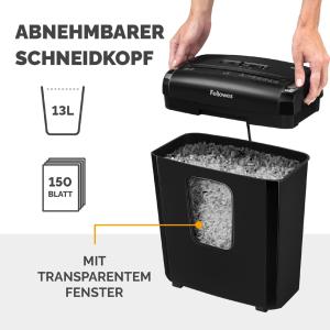 Aktenvernichter Powershred 6M, schwarz, Partikel Fellowes 4631101 (0043859743568)