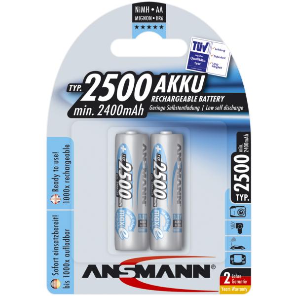 NiMH Akku maxE+, Mignon (AA) 2.500 mAh, 4er Blister ANSMANN 5035442 (4013674354429)