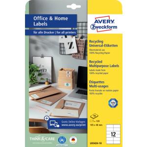 Universal-Etiketten 210x297 mm weiß 10 Etiketten permanent AVERY ZWECKFORM LR3478-10 (4004182334782)