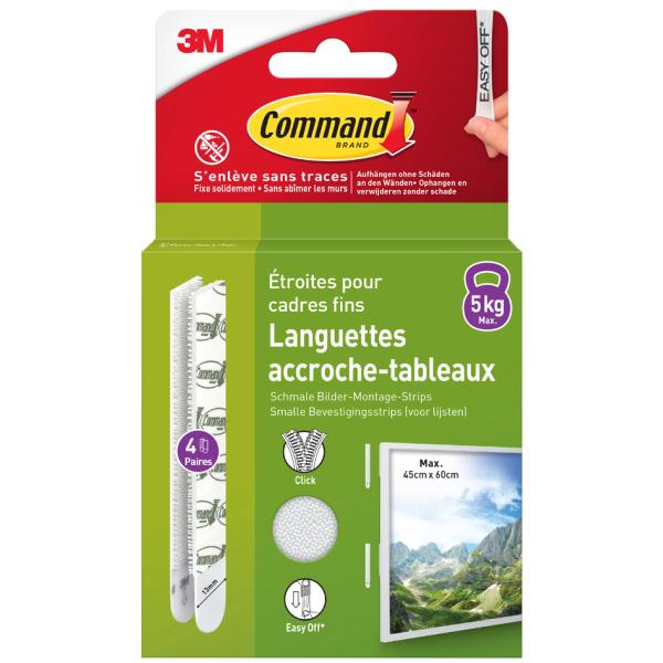 3M Bilder-Montagestreifen Strips, Größe: M, schmal Command 17207WHI-4-FGN (4046719466627)