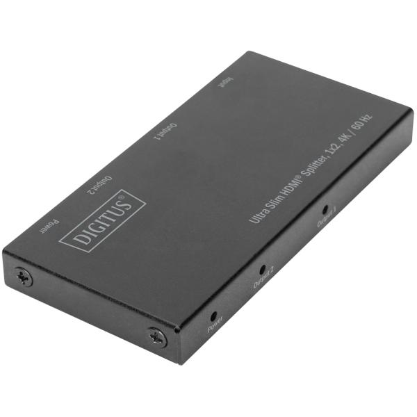 Ultra Slim HDMI Splitter, 1x2, 4K/ 60 Hz, schwarz DIGITUS DS-45322 (4016032465058)