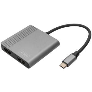 Grafikadapter 2in1, USB-C - 2x HDMI, schwarz/ silber DIGITUS DA-70828 (4016032485629)