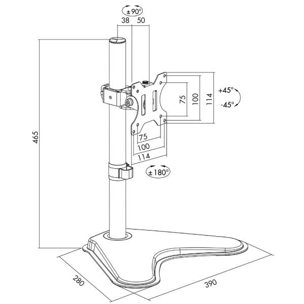 Monitorarm mit Standfuß, Armlänge: 88 mm, schwarz LogiLink BP0044 (4052792046496)