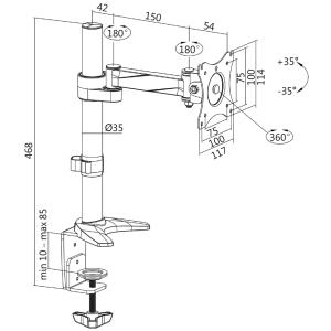 Monitorarm, Aluminium, Armlänge: 246 mm LogiLink BP0075 (4052792054187)